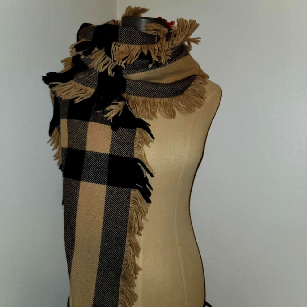 Authentic Burberry Half Mega Fashion Fringe Scarf